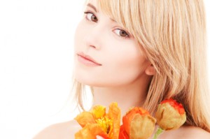 bright picture of lovely teen with flowers